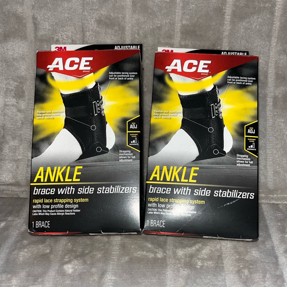 ACE Brand Ankle Brace with Side Stabilizers, Adjustable, Low-Profile (2)